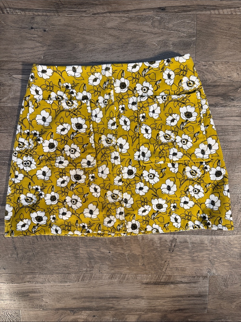 Anthropologie Maeve Mustard Yellow Floral Mini Skirt - Size S